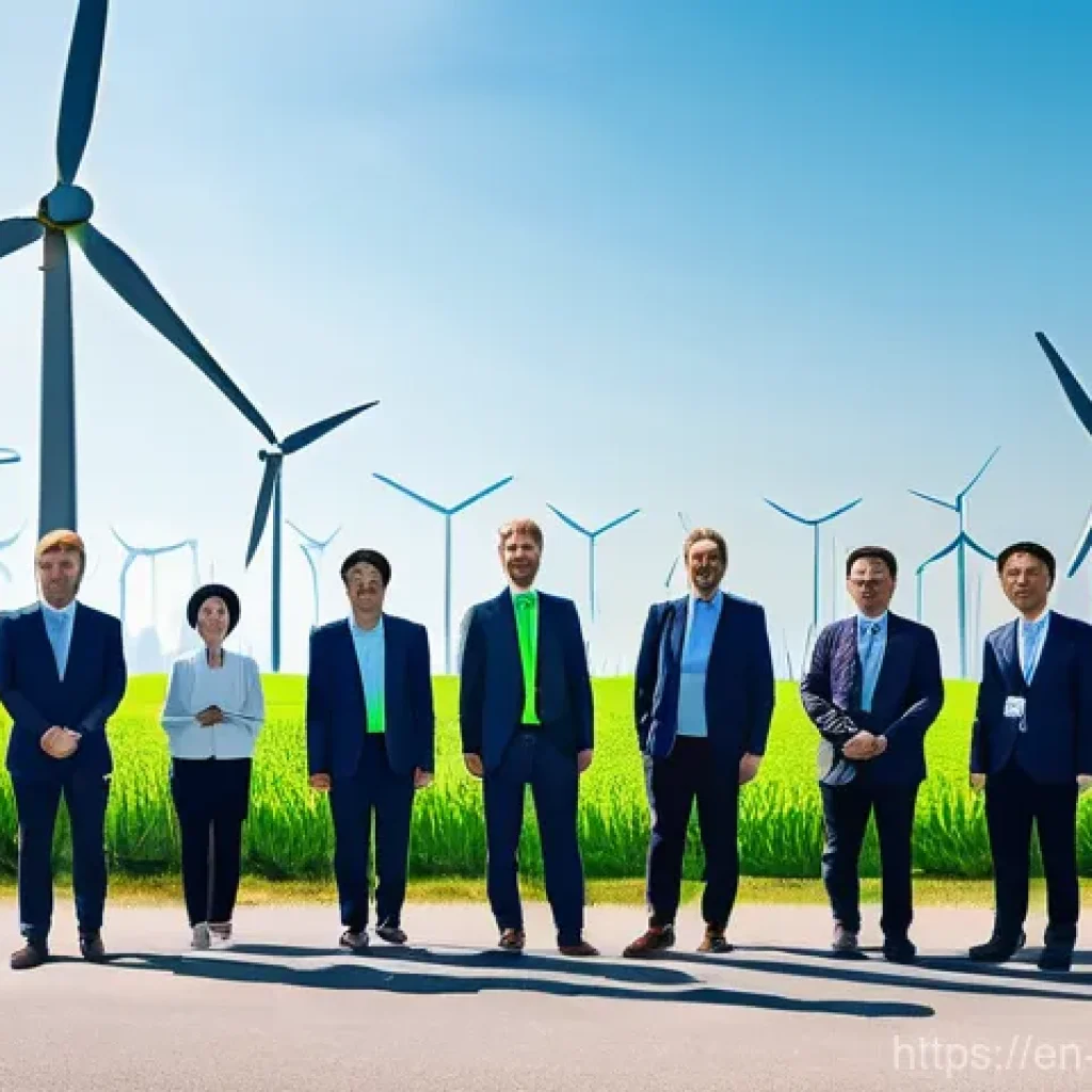 덴마크에서 한국과의 무역 및 경제 관계 - **Prompt Title: "Bilateral Green Synergy: Northern Wind Meets Eastern Tiger"**
    A vibrant, cinema...