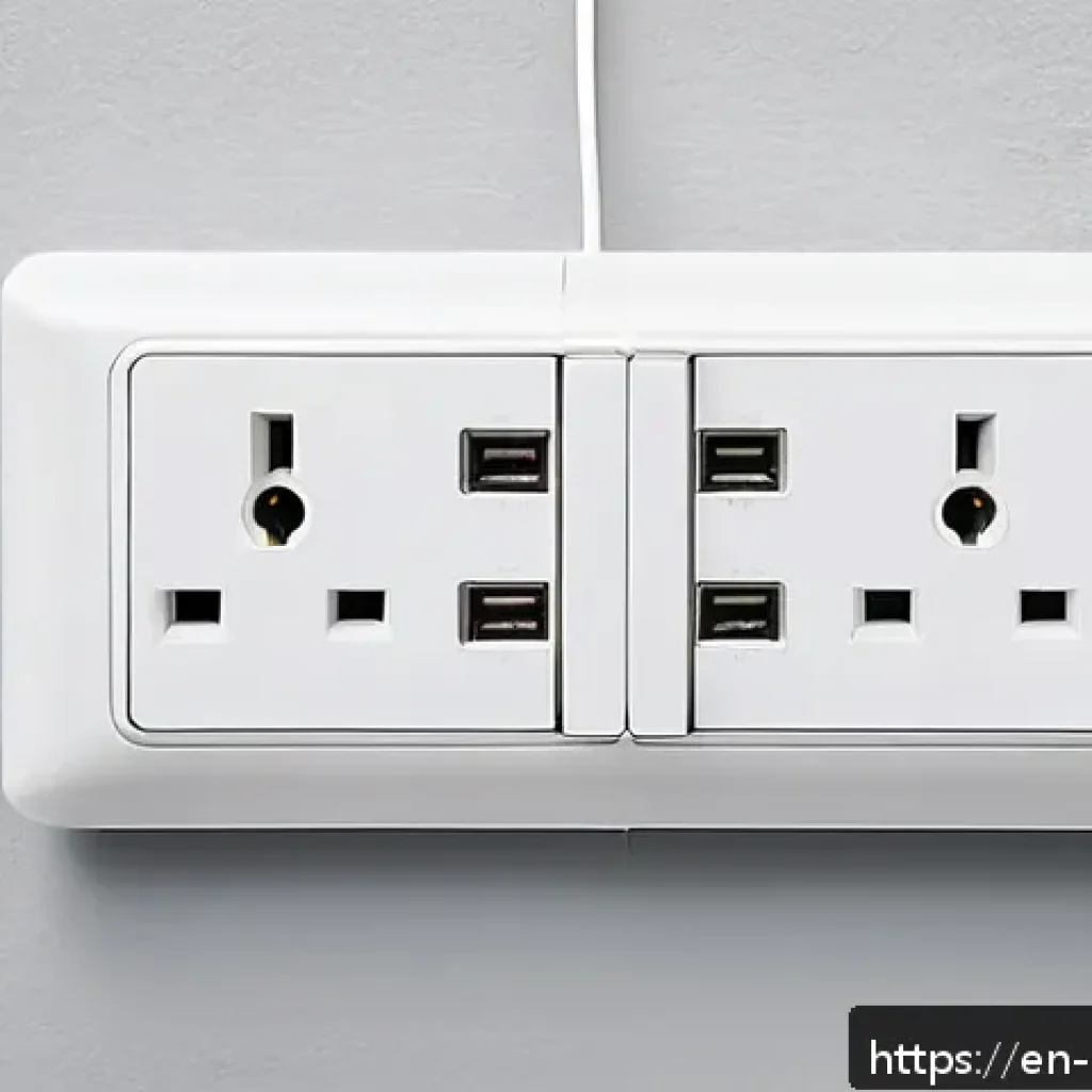 덴마크 전기 플러그 및 사용법 - A detailed close-up of Denmark&rsquo;s Type E and Type K power sockets on a wall, showing two round pins w...